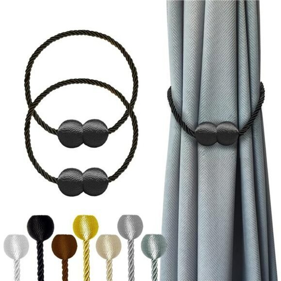 Curtain Tiebacks Buckles Holdbacks Holders Hooks Clip Decorative CurtaBlack 2pcs - Picture 1 of 7